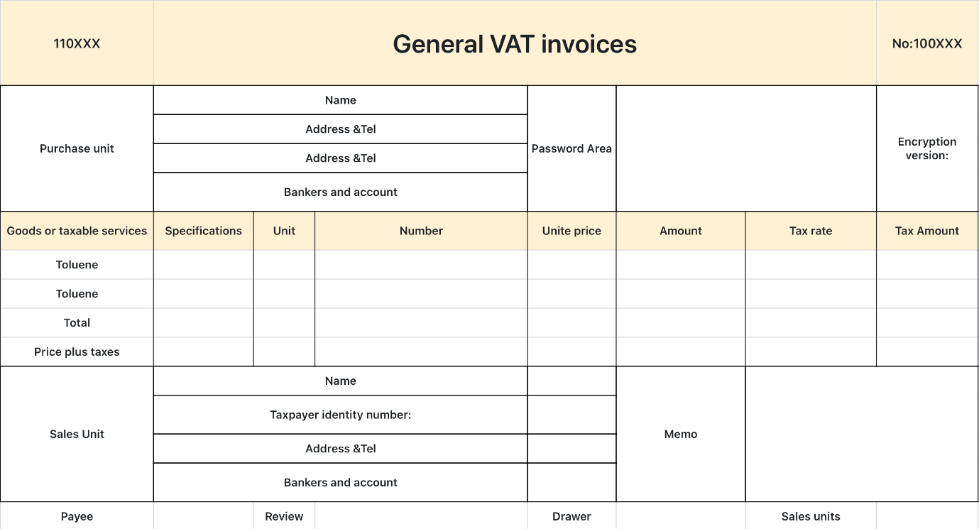 General VAT invoices